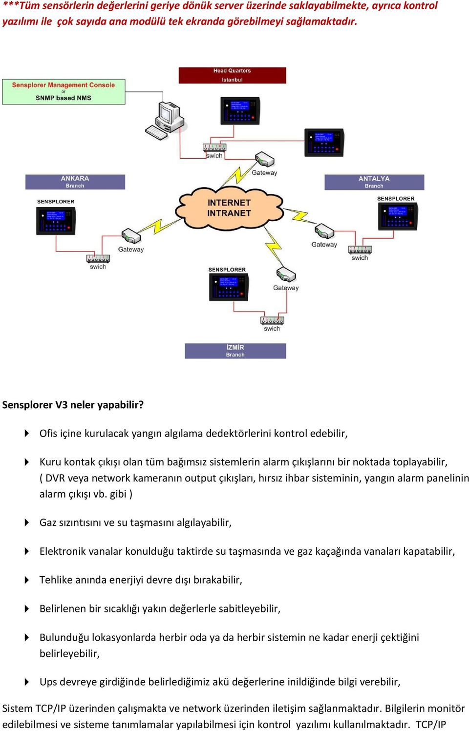 çıkışları, hırsız ihbar sisteminin, yangın alarm panelinin alarm çıkışı vb.