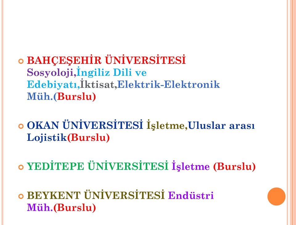 (Burslu) OKAN ÜNİVERSİTESİ İşletme,Uluslar arası