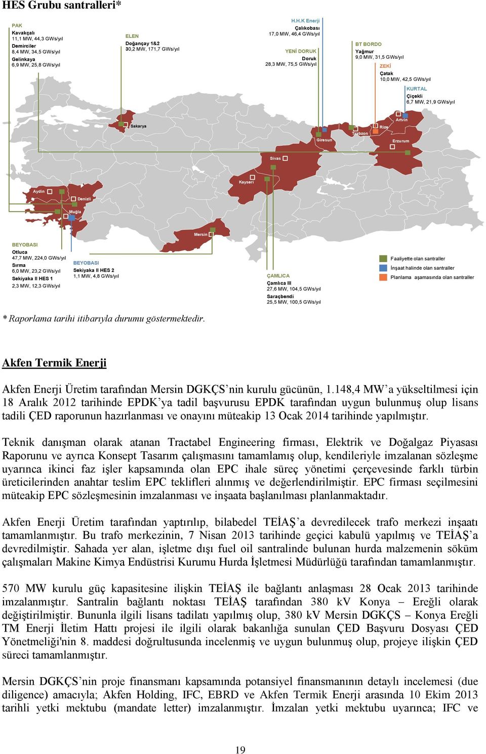 Erzurum Sivas Kayseri Aydin Denizli Muğla Mersin BEYOBASI Otluca 47,7 MW, 224,0 GWs/yıl Sırma 6,0 MW, 23,2 GWs/yıl Sekiyaka II HES 1 2,3 MW, 12,3 GWs/yıl BEYOBASI Sekiyaka II HES 2 1,1 MW, 4,8