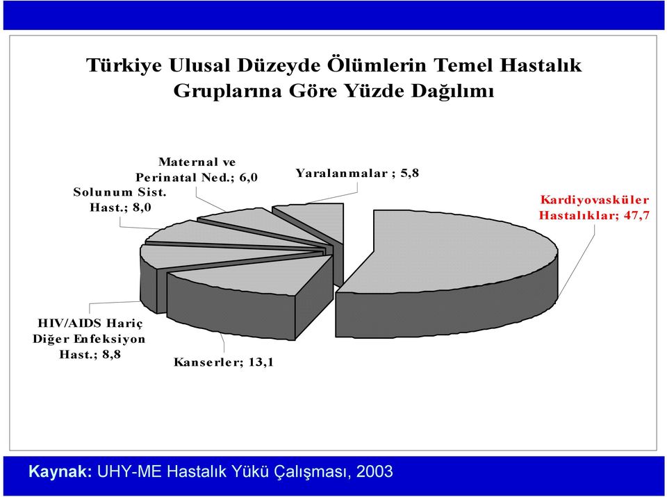 Hast.; 8,0 Kardiyovasküler Hastalıklar; 47,7 HIV/AIDS Hariç Diğer