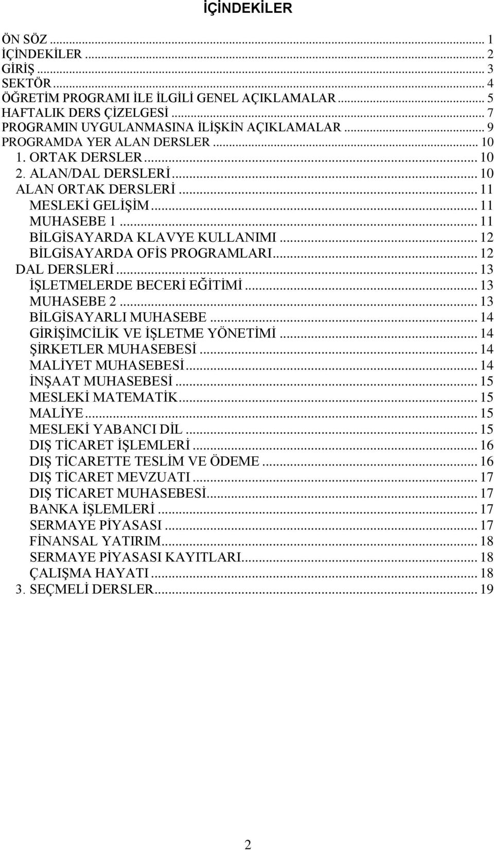 .. 12 BİLGİSAYARDA OFİS PROGRAMLARI... 12 DAL DERSLERİ... 13 İŞLETMELERDE BECERİ EĞİTİMİ... 13 MUHASEBE 2... 13 BİLGİSAYARLI MUHASEBE... 14 GİRİŞİMCİLİK VE İŞLETME YÖNETİMİ... 14 ŞİRKETLER MUHASEBESİ.