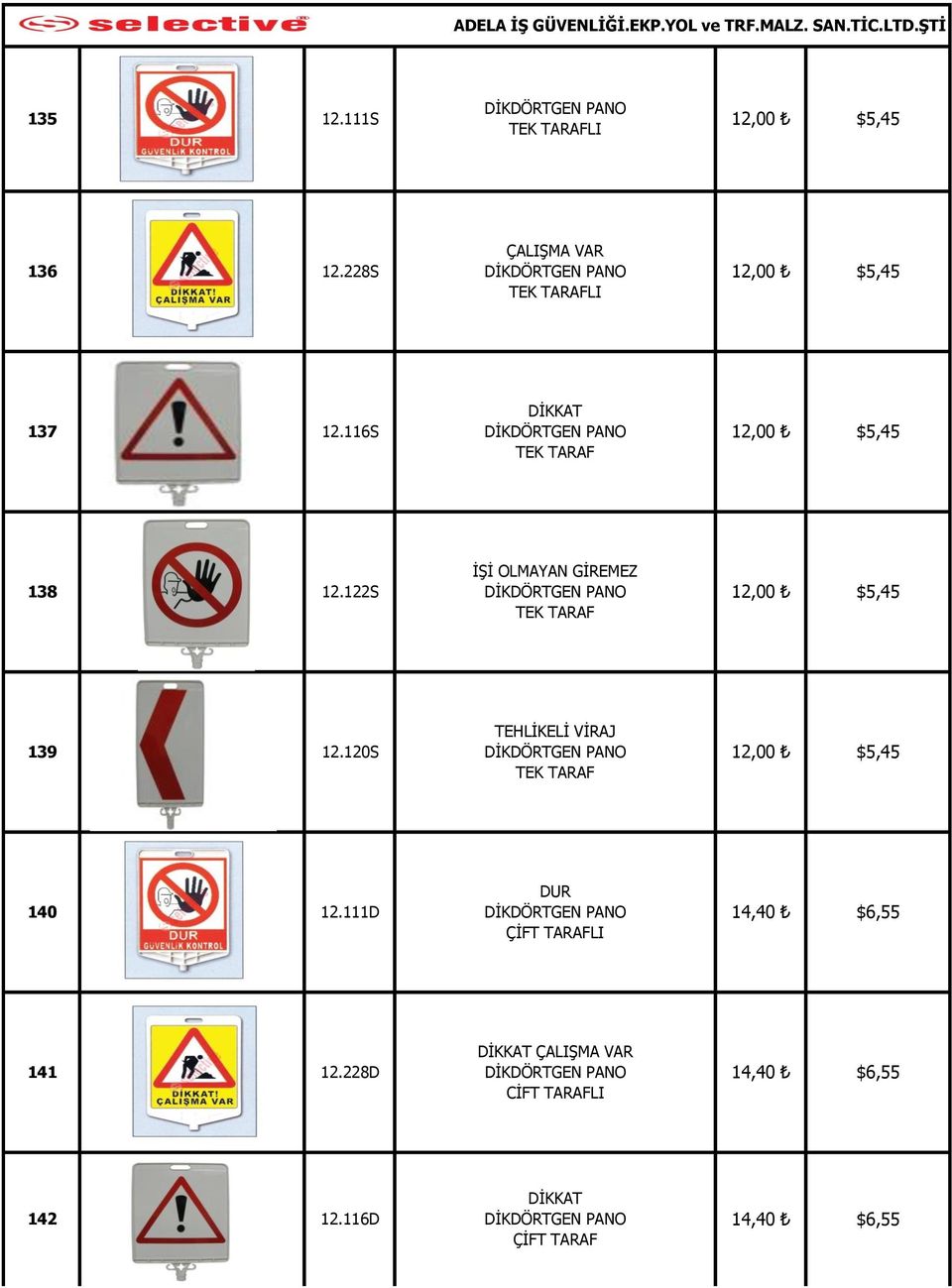 122S İŞİ OLMAYAN GİREMEZ DİKDÖRTGEN PANO TEK TARAF 12,00 $5,45 139 12.