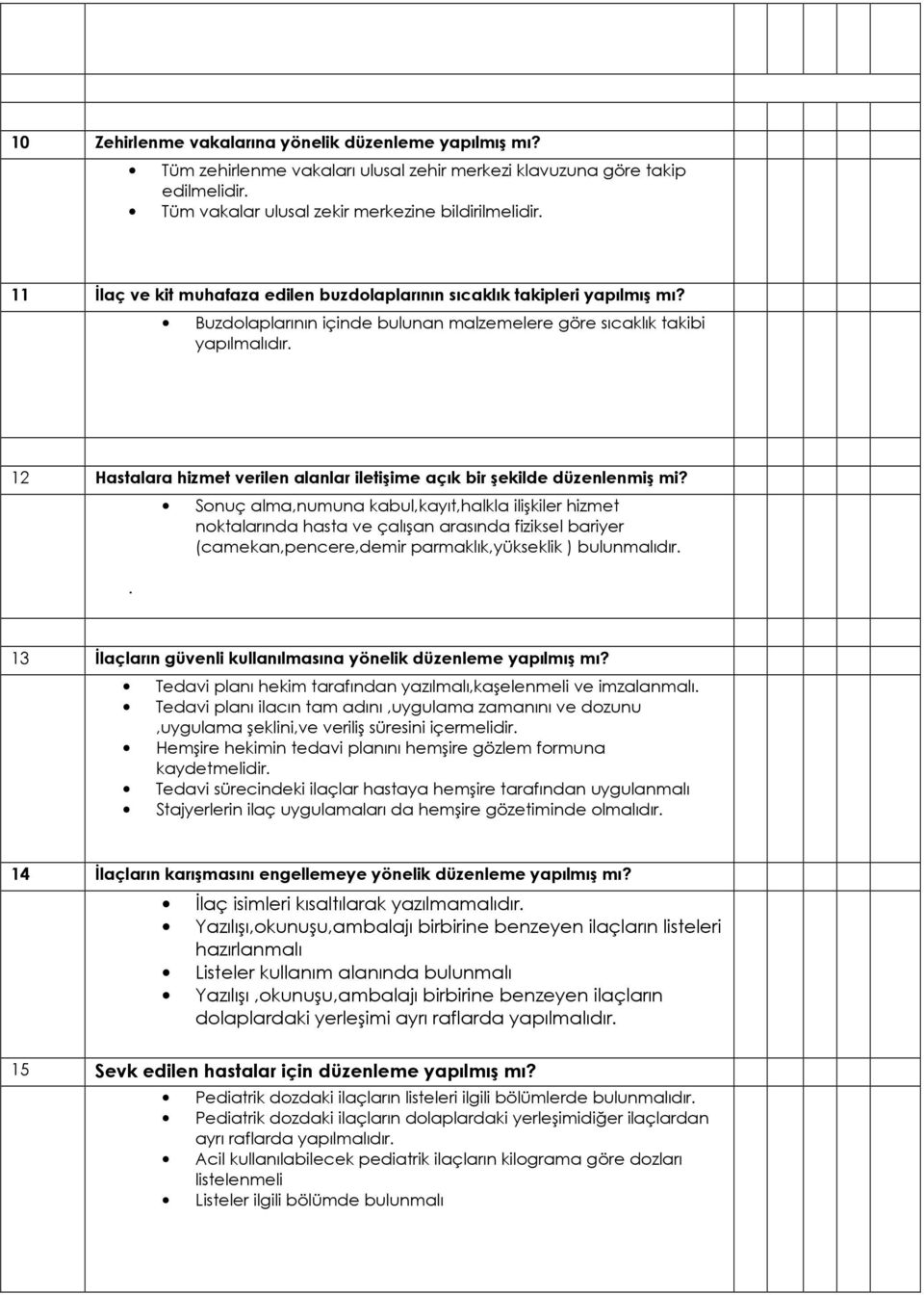 12 Hastalara hizmet verilen alanlar iletişime açık bir şekilde düzenlenmiş mi?