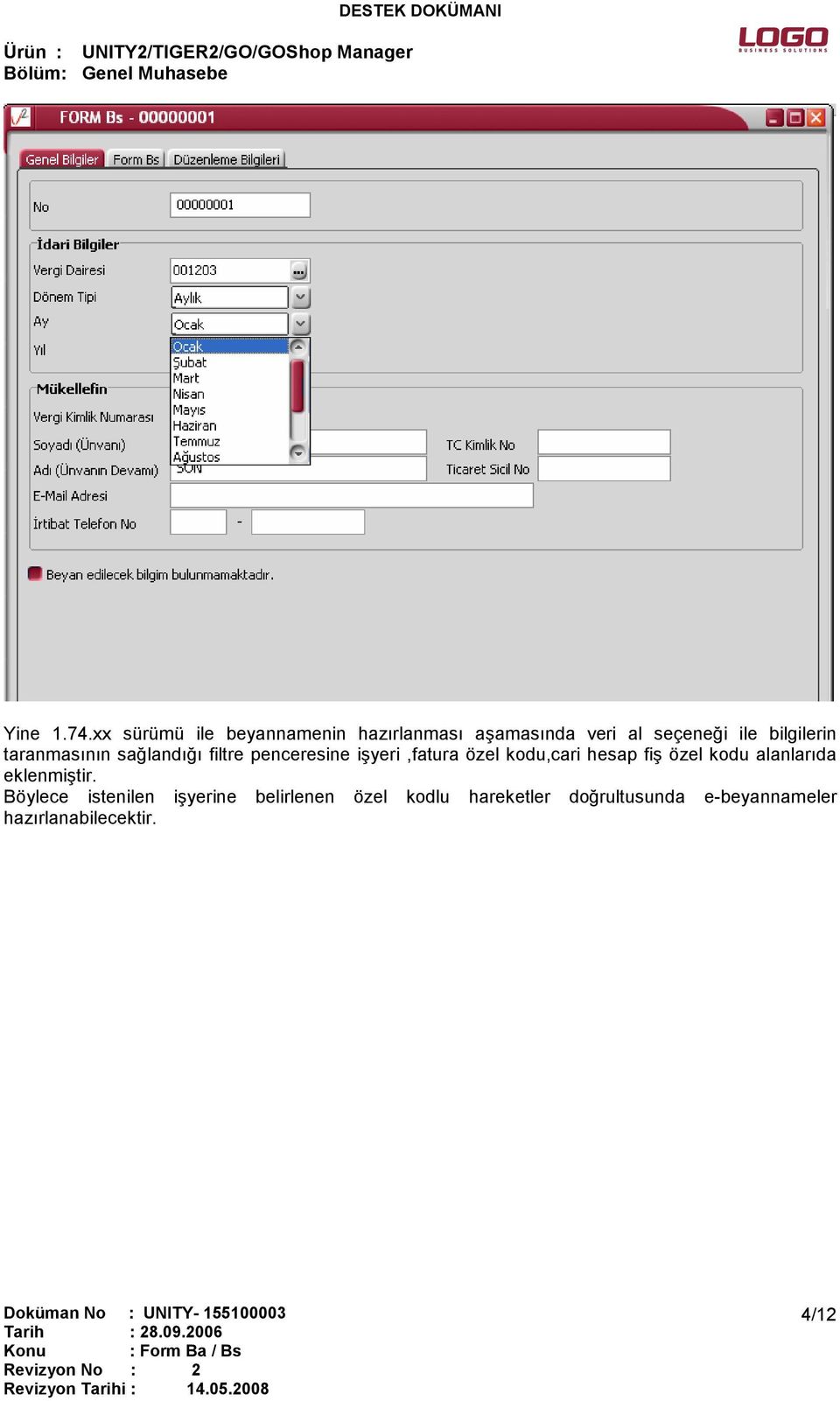 bilgilerin taranmasının sağlandığı filtre penceresine işyeri,fatura özel