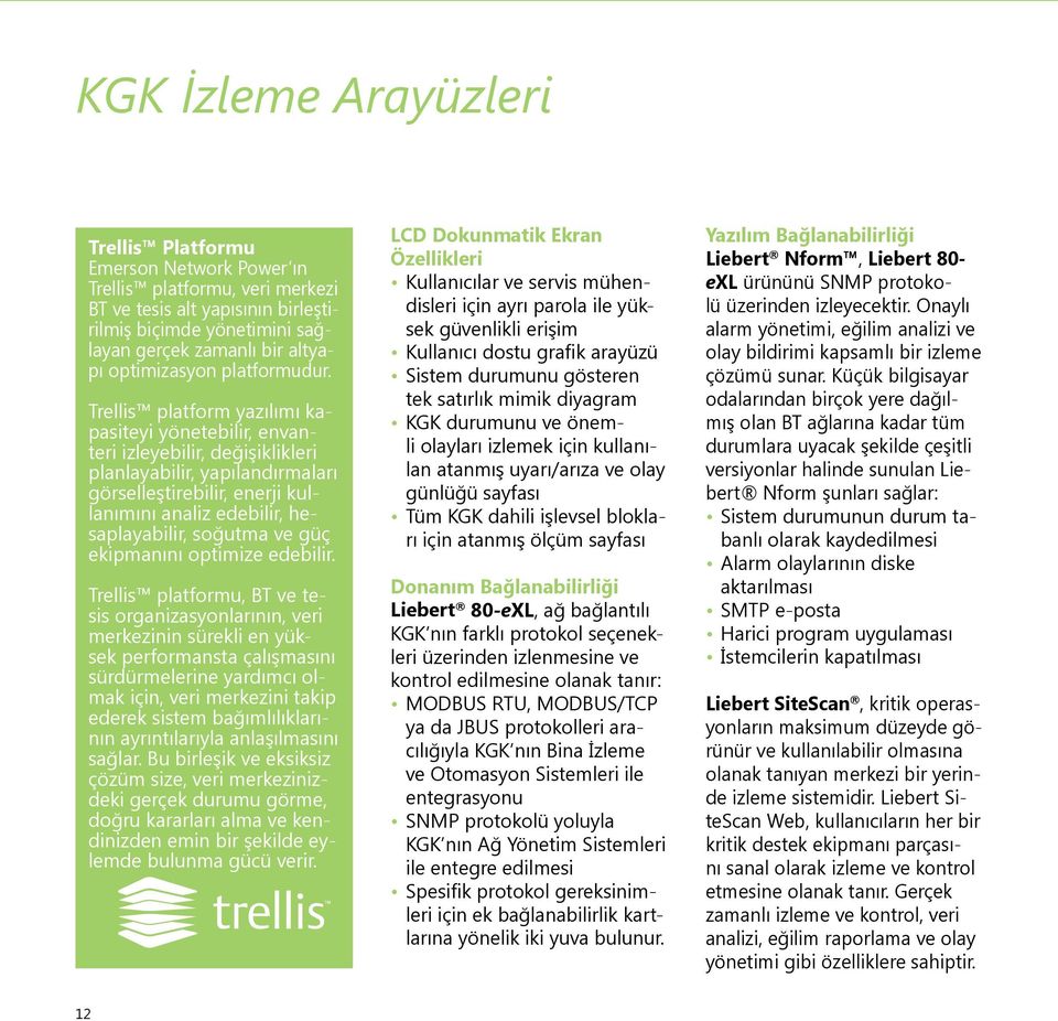 Trellis platform yazılımı kapasiteyi yönetebilir, envanteri izleyebilir, değişiklikleri planlayabilir, yapılandırmaları görselleştirebilir, enerji kullanımını analiz edebilir, hesaplayabilir, soğutma