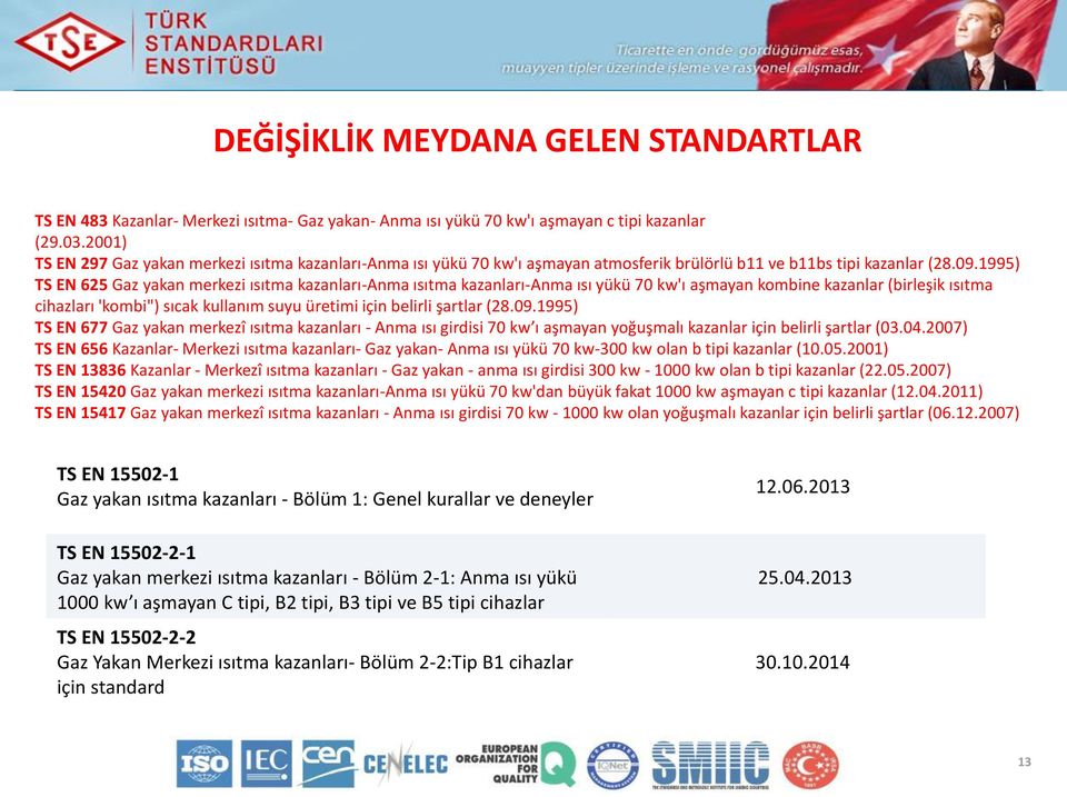 1995) TS EN 625 Gaz yakan merkezi ısıtma kazanları-anma ısıtma kazanları-anma ısı yükü 70 kw'ı aşmayan kombine kazanlar (birleşik ısıtma cihazları 'kombi") sıcak kullanım suyu üretimi için belirli