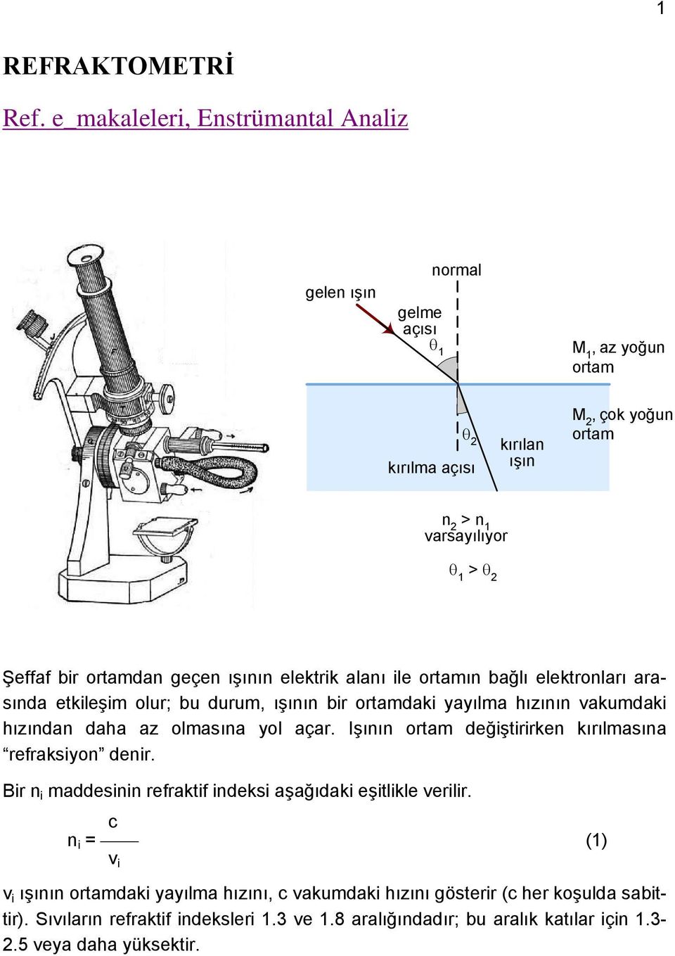 ortamdan geçen ışının elektrik alanı ile ortamın bağlı elektronları arasında etkileşim olur; bu durum, ışının bir ortamdaki yayılma hızının vakumdaki hızından daha az olmasına yol