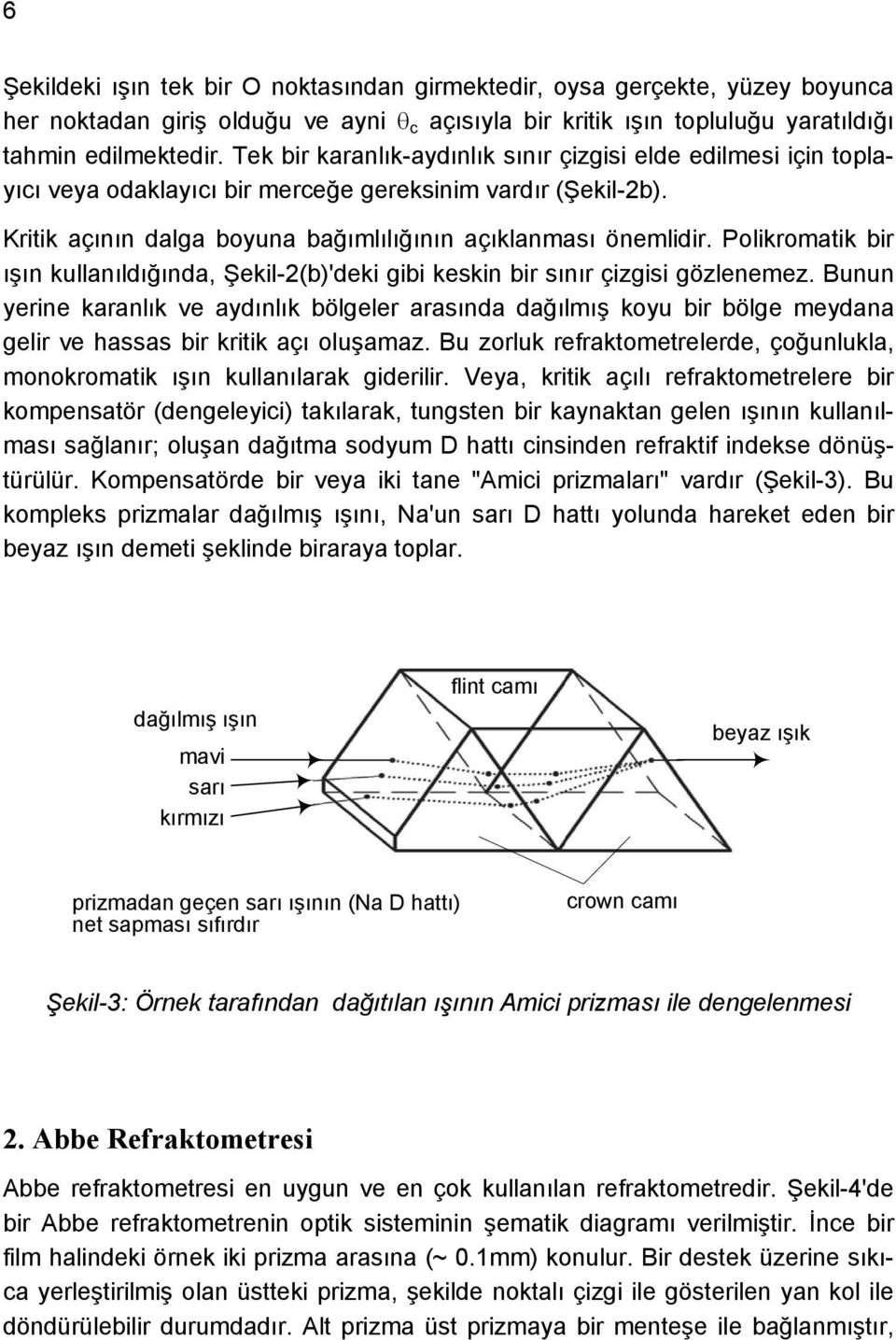 Polikromatik bir ışın kullanıldığında, Şekil-2(b)'deki gibi keskin bir sınır çizgisi gözlenemez.