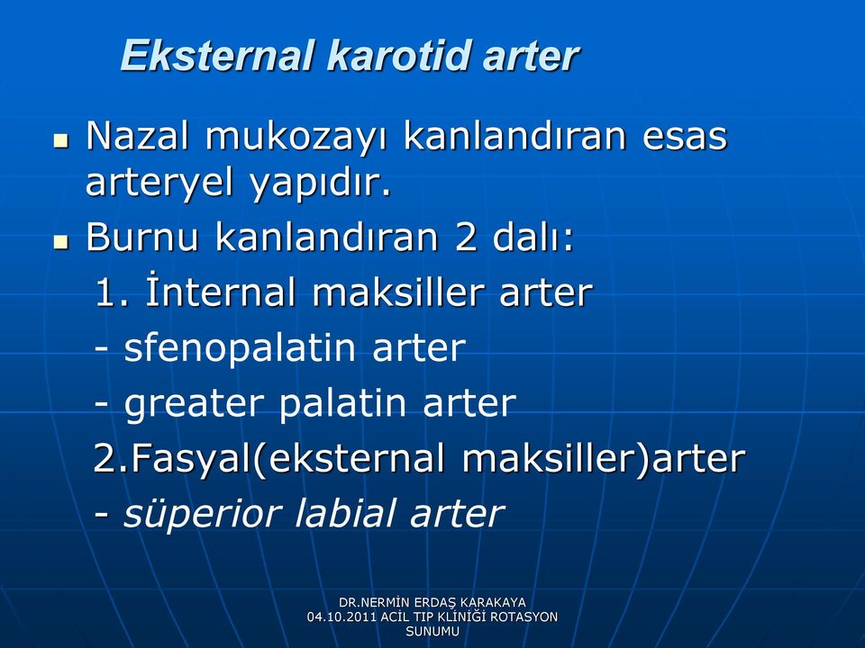 İnternal maksiller arter - sfenopalatin arter - greater