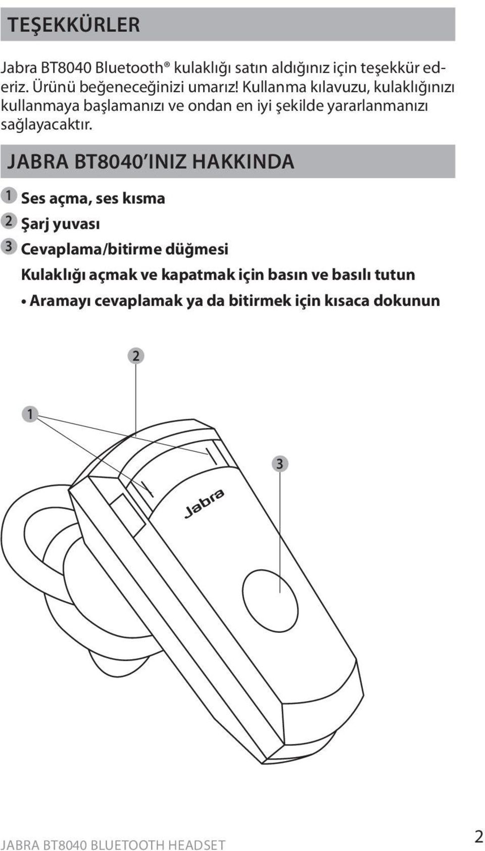 Kullanma kılavuzu, kulaklığınızı kullanmaya başlamanızı ve ondan en iyi şekilde yararlanmanızı