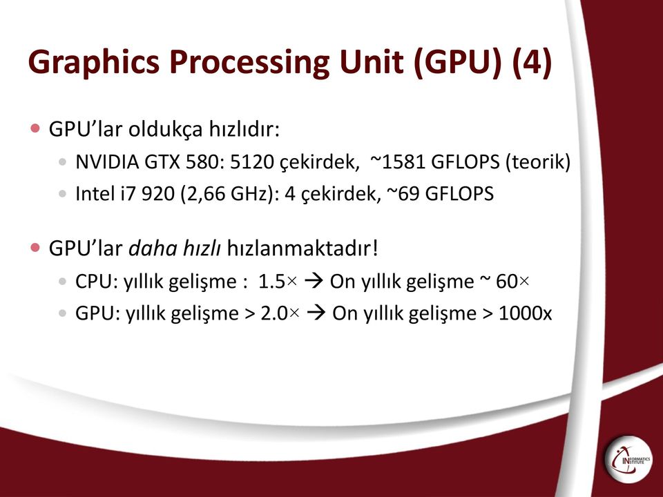 çekirdek, ~69 GFLOPS GPU lar daha hızlı hızlanmaktadır!