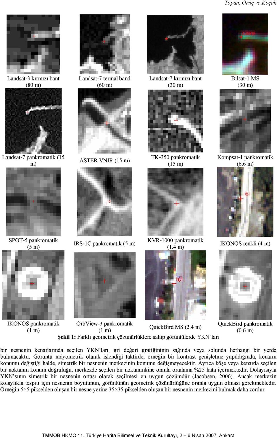 4 m) IKONOS renkli (4 m) IKONOS pankromatik OrbView-3 pankromatik QuickBird pankromatik QuickBird MS (2.4 m) (1 m) (1 m) (0.