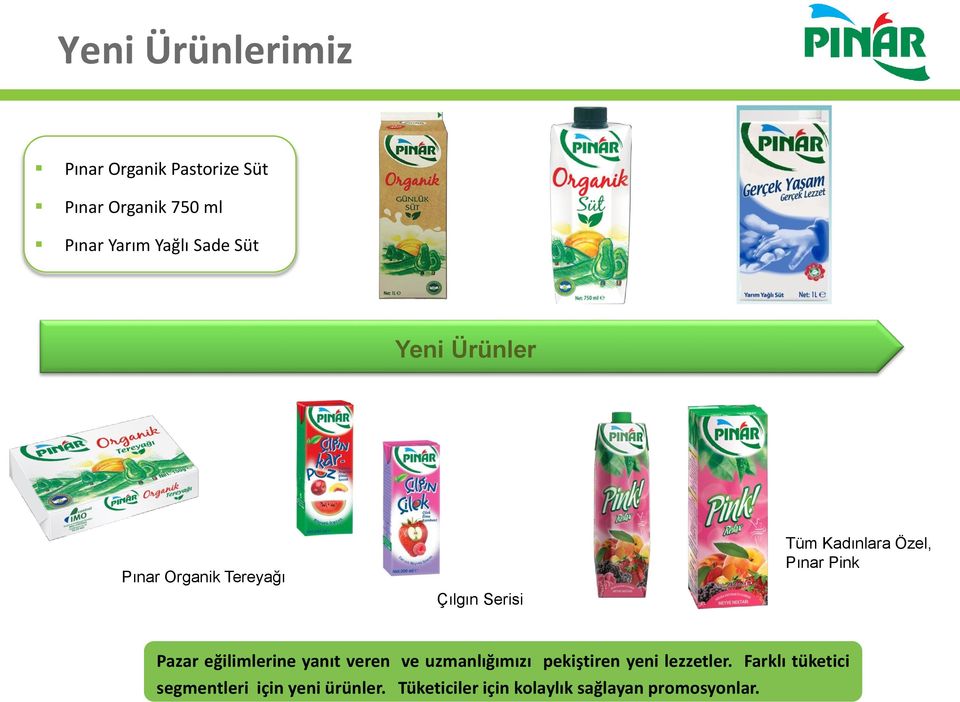 Pink Pazar eğilimlerine yanıt veren ve uzmanlığımızı pekiştiren yeni lezzetler.