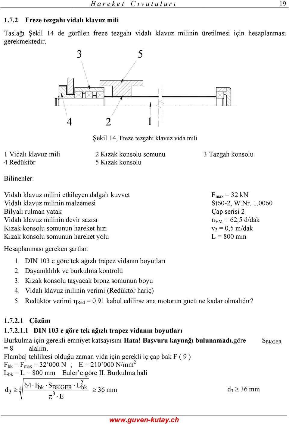 Vidalı klavuz milinin malzemesi St60-, W.Nr. 1.