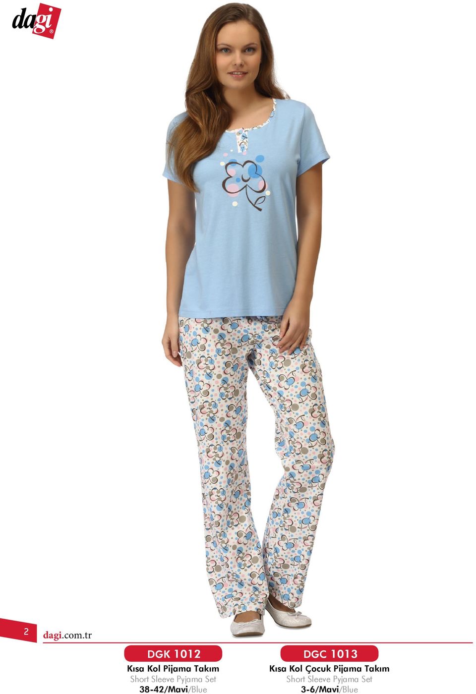 Sleeve Pyjama Set 38-42/Mavi/Blue DGC