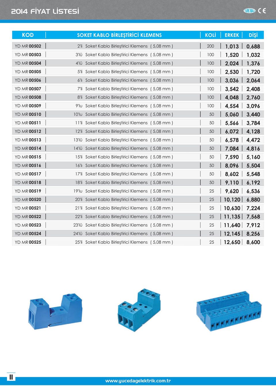 13'lü 6,578 4,472 YD MR 00514 14'lü 7,084 4,816 YD MR 00515 15'li 7,590 5,160 YD MR 00516 16'lı 8,096 5,4 YD MR 00517 17'li 8,602 5,548 YD MR 00518 18'li 9,1 6,192 YD MR 00519 19'lu 9,6 6,536