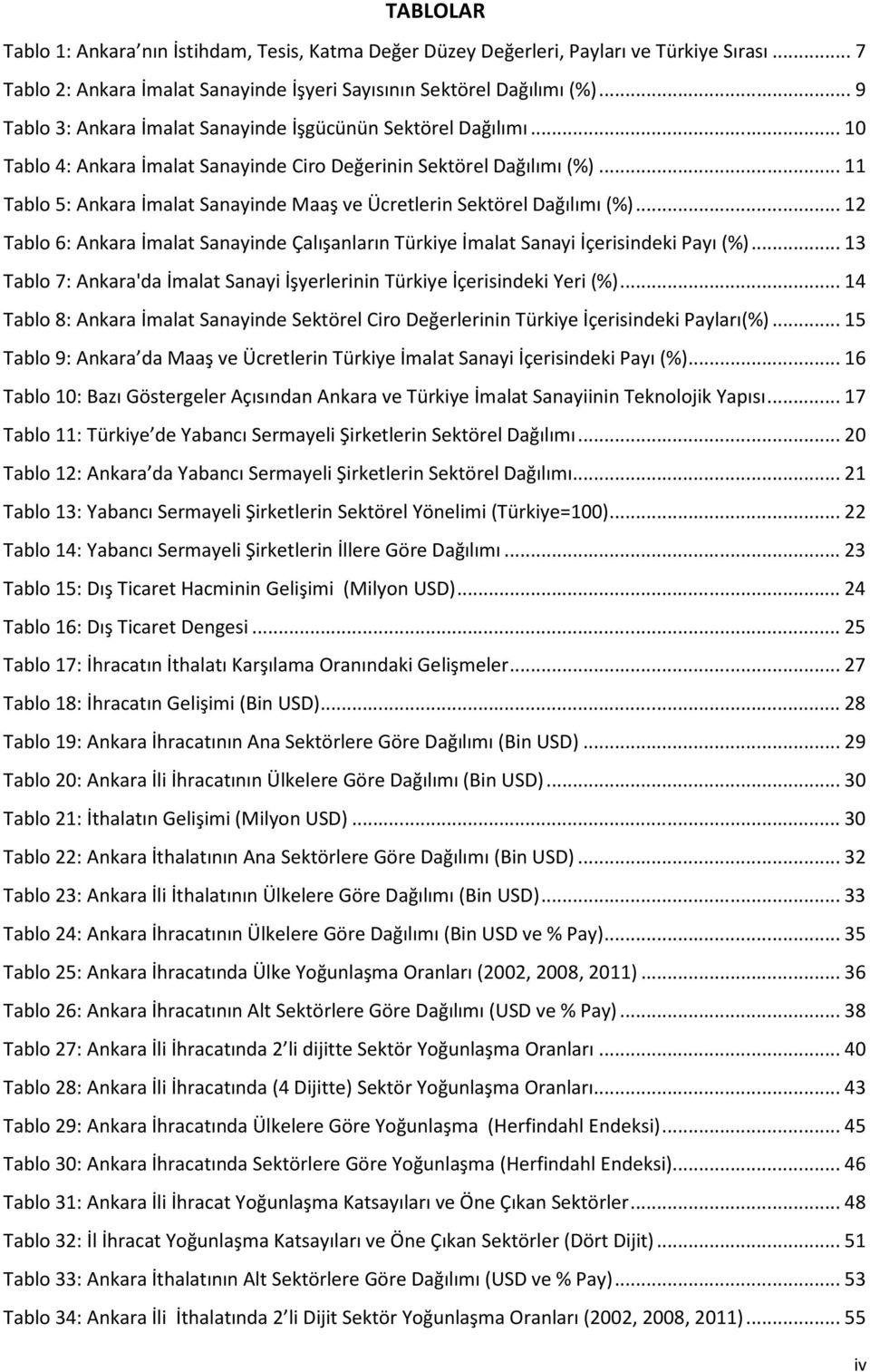 .. 11 Tablo 5: Ankara İmalat Sanayinde Maaş ve Ücretlerin Sektörel Dağılımı (%)... 12 Tablo 6: Ankara İmalat Sanayinde Çalışanların Türkiye İmalat Sanayi İçerisindeki Payı (%).