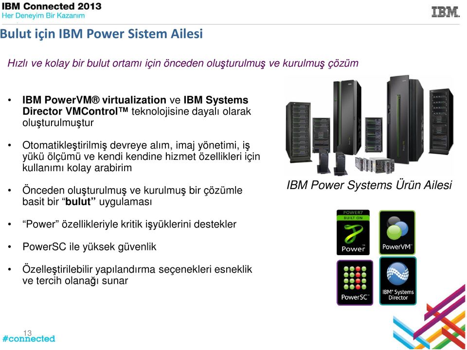 hizmet özellikleri için kullanımı kolay arabirim Önceden oluşturulmuş ve kurulmuş bir çözümle basit bir bulut uygulaması IBM Power Systems Ürün Ailesi