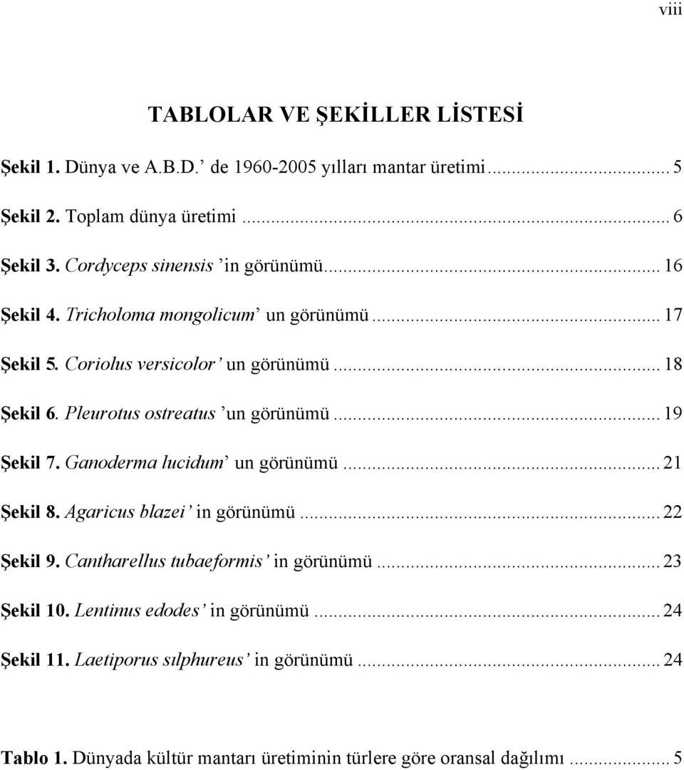 Pleurotus ostreatus un görünümü... 19 Şekil 7. Ganoderma lucidum un görünümü... 21 Şekil 8. Agaricus blazei in görünümü... 22 Şekil 9.