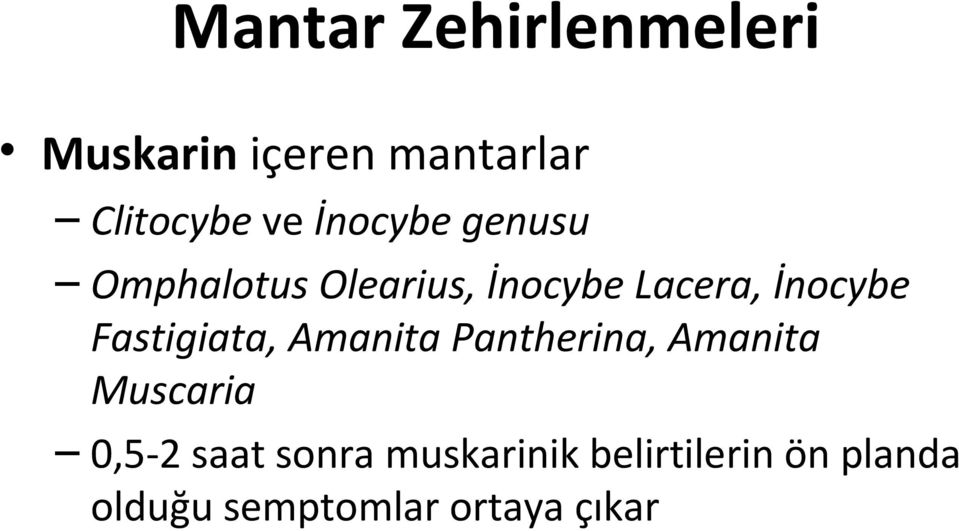 Fastigiata, Amanita Pantherina, Amanita Muscaria 0,5-2 saat