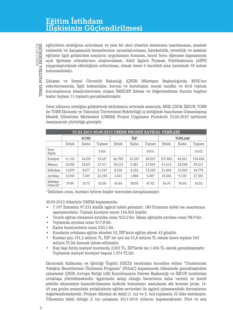 yaygınlaştırılarak etkinliğinin arttırılması, olmak üzere 6 öncelikli alan içerisinde 39 eylem bulunmaktadır.