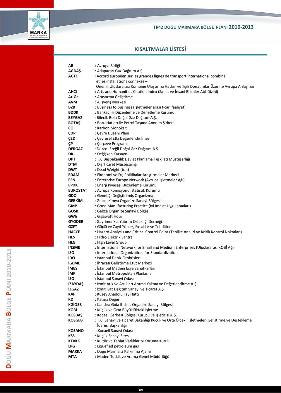 Anlaşması AHCI : Arts and Humanities Citation Index (Sanat ve İnsani Bilimler Atıf Dizini) Ar-Ge : Araştırma Geliştirme AVM : Alışveriş Merkezi B2B : Business to business (İşletmeler arası ticari