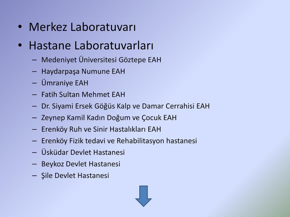 Siyami Ersek Göğüs Kalp ve Damar Cerrahisi EAH Zeynep Kamil Kadın Doğum ve Çocuk EAH Erenköy