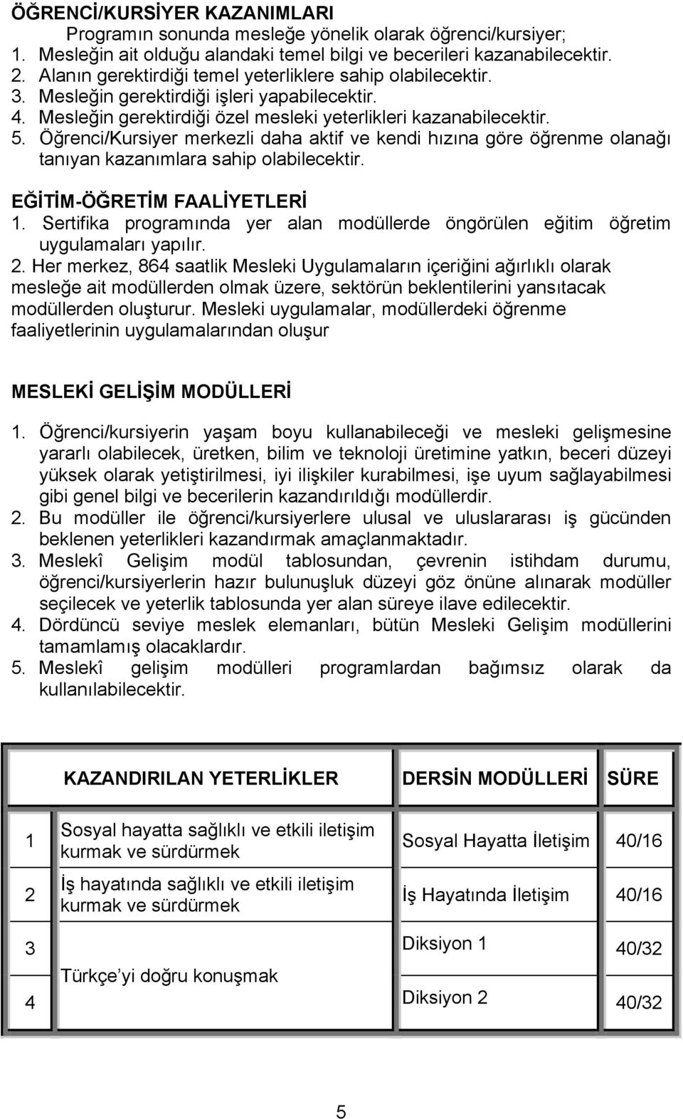 Öğrenci/Kursiyer merkezli daha aktif ve kendi hızına göre öğrenme olanağı tanıyan kazanımlara sahip olabilecektir. EĞİTİM-ÖĞRETİM FAALİYETLERİ 1.