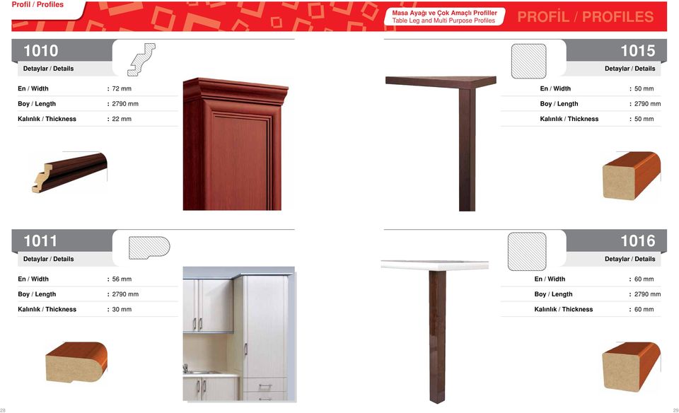 Profiles PROFİL / PROFILES 1010 1015 72 mm