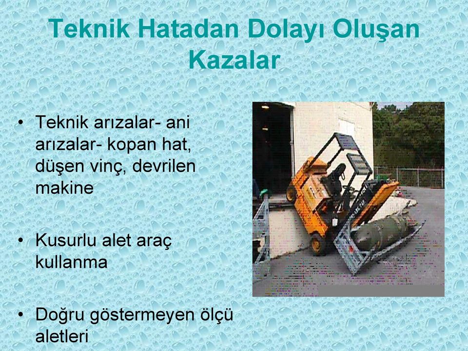 düşen vinç, devrilen makine Kusurlu alet