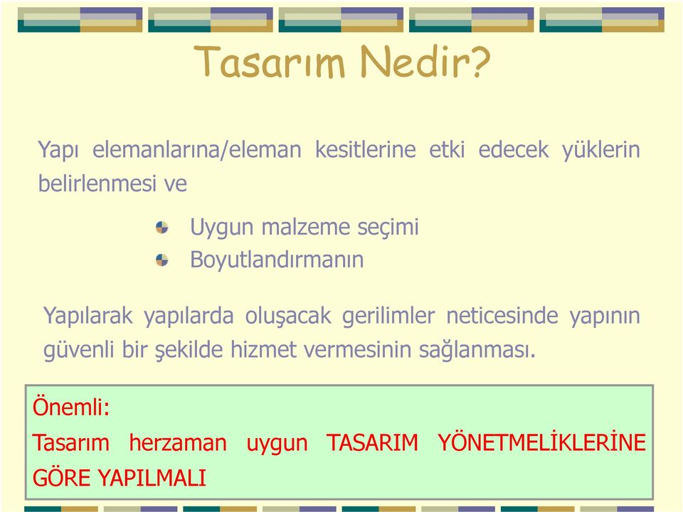 Uygun malzeme seçimi Boyutlandırmanın Yapılarak yapılarda oluşacak