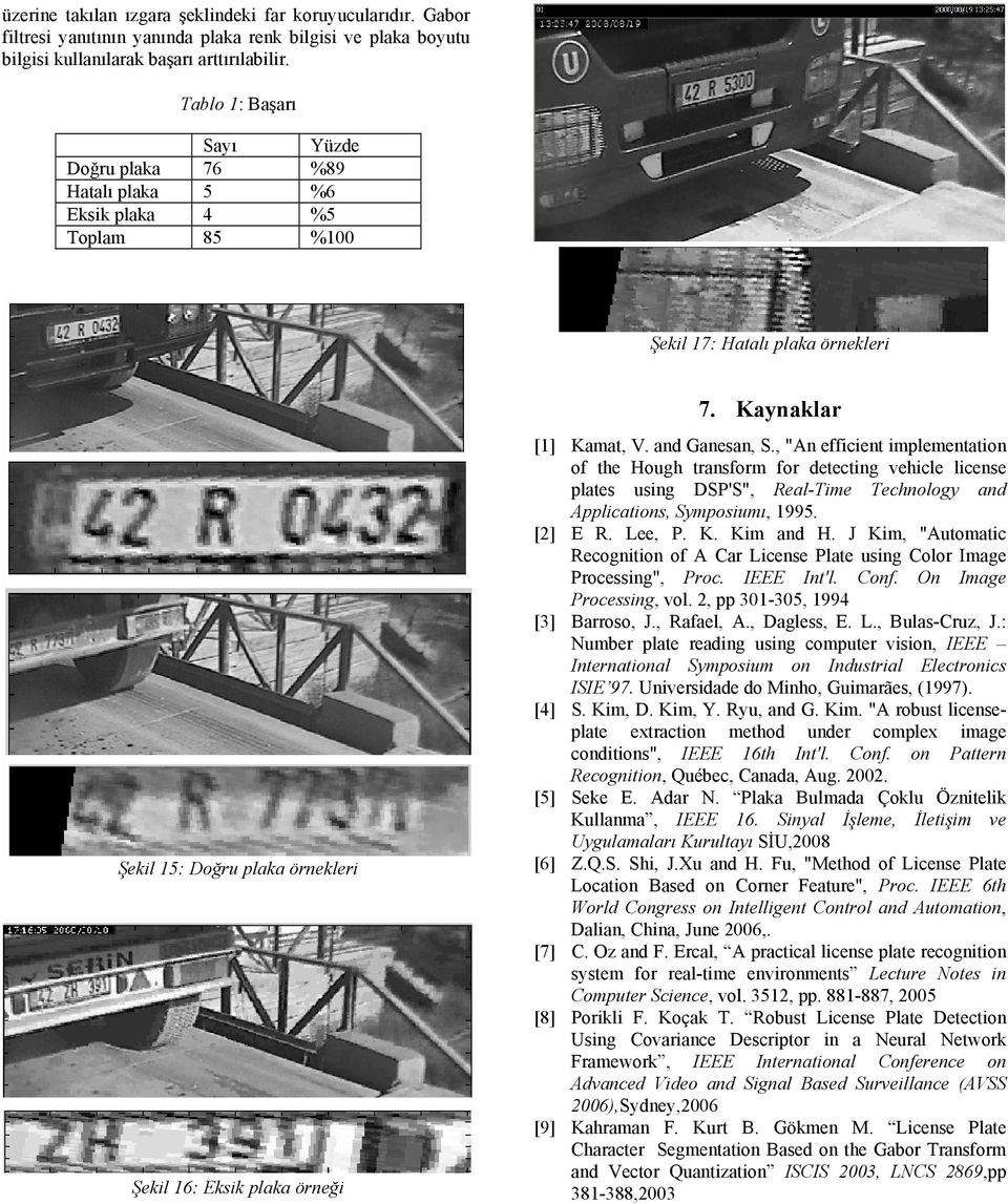 Kaynaklar [1] Kaat, V. and Ganesan, S., "An efficient ipleentation of the Hough transfor for detecting vehicle license plates using DSP'S", Real-Tie Technology and Applications, Syposiuı, 1995.