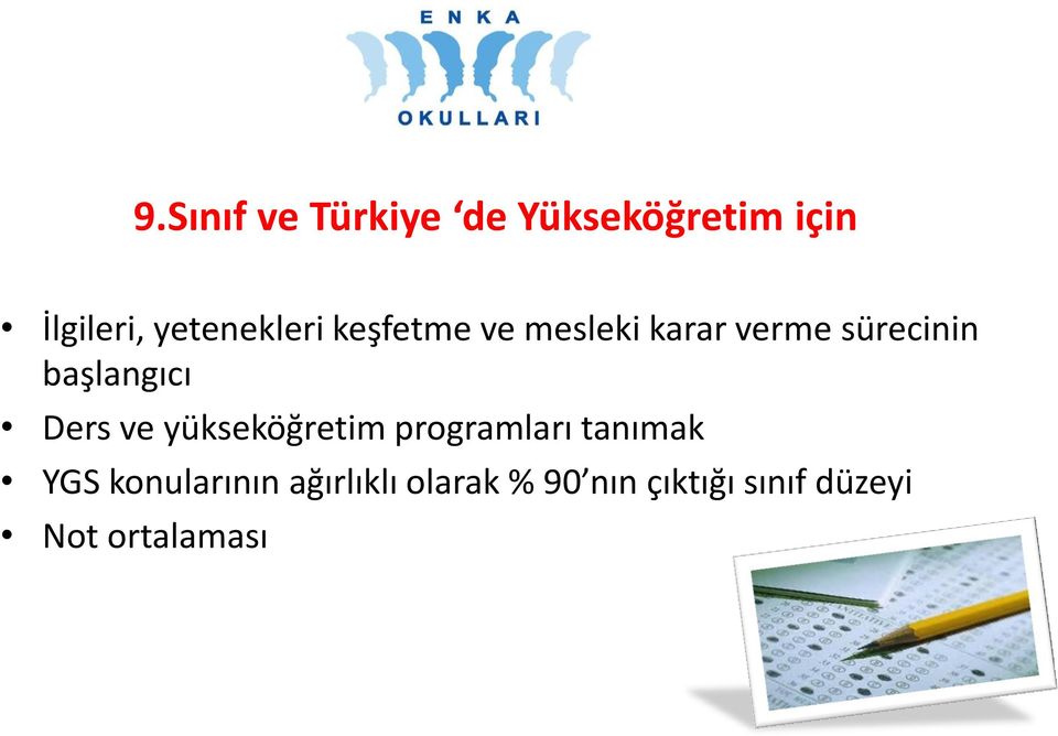 başlangıcı Ders ve yükseköğretim programları tanımak YGS