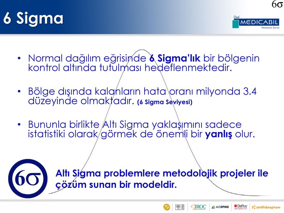 (6 Sigma Seviyesi) Bununla birlikte Altı Sigma yaklaşımını sadece istatistiki olarak