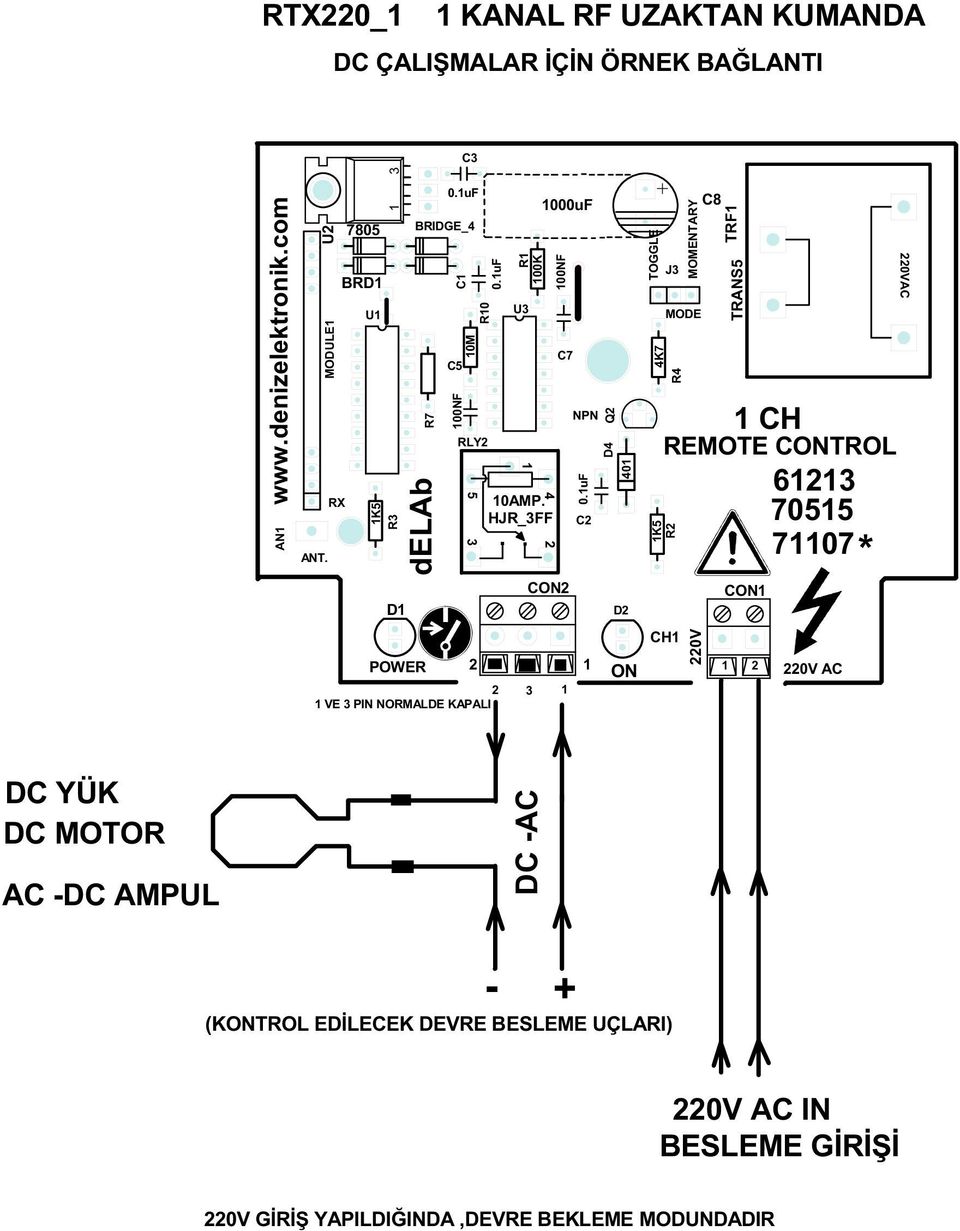 HJR_FF 000uF 00NF C C Q D 0 D J K R REMOTE CTROL CH TRF TRANS CH 6 70 707 kc 0VA 0V AC 0VAC DC