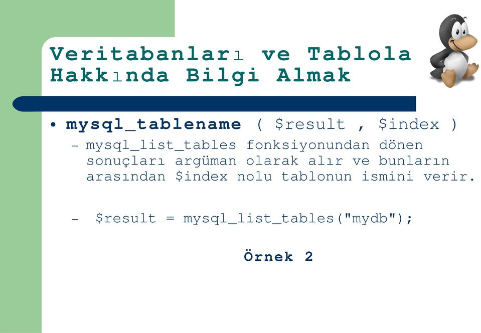 sonuçlar ı argüman olarak alır ve bunların arasından $index