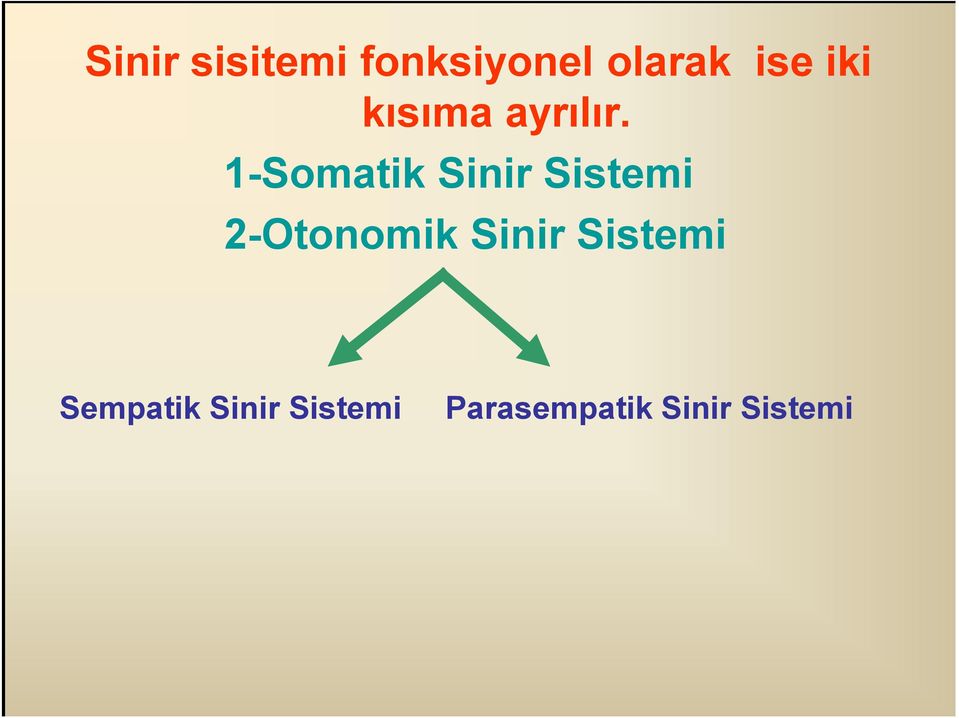 1-Somatik Sinir Sistemi 2-Otonomik