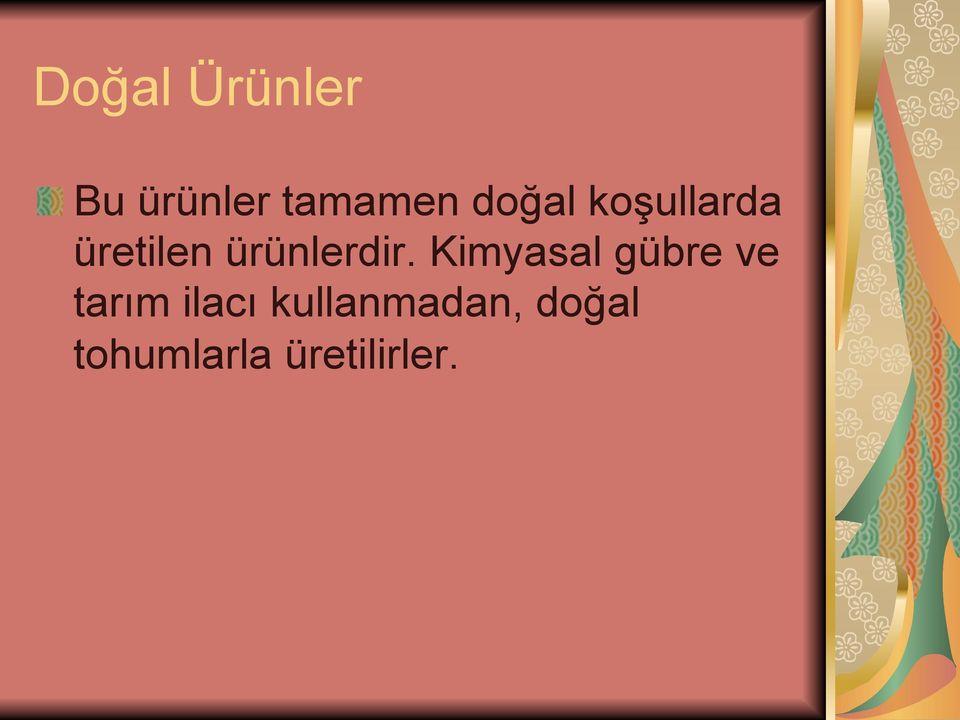 üretilen ürünlerdir.