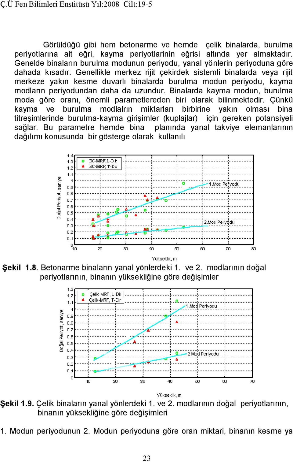 Genellikle merkez rijit çekirdek sistemli binalarda veya rijit merkeze yakın kesme duvarlı binalarda burulma modun periyodu, kayma modların periyodundan daha da uzundur.