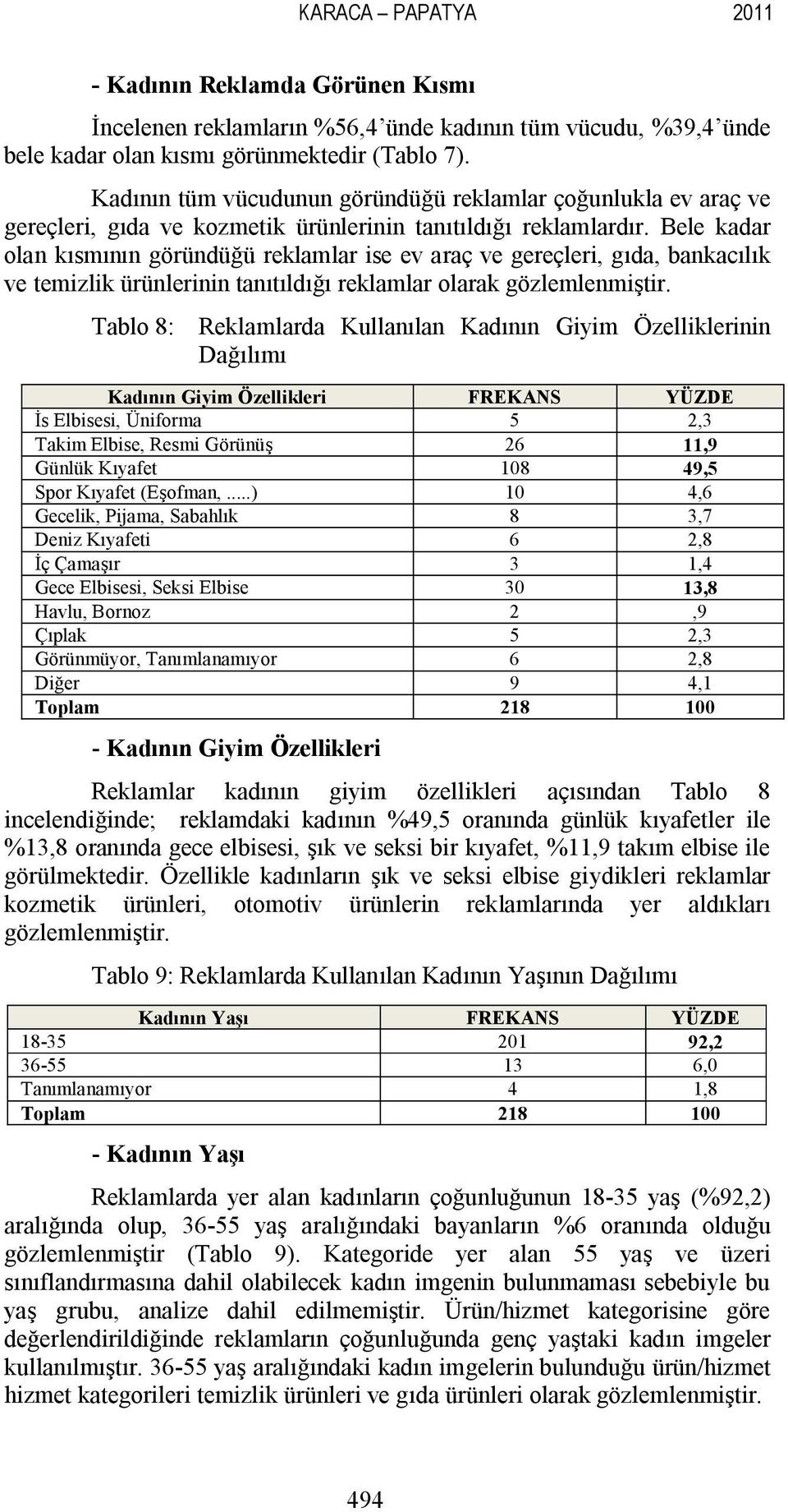 Bele kadar olan kısmının göründüğü reklamlar ise ev araç ve gereçleri, gıda, bankacılık ve temizlik ürünlerinin tanıtıldığı reklamlar olarak gözlemlenmiştir.