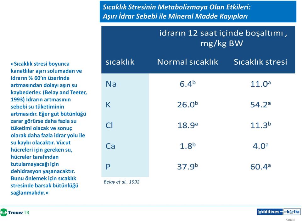 Eğer gut bütünlüğü zarar görürse daha fazla su tüketimi olacak ve sonuç olarak daha fazla idrar yolu ile su kaybı olacaktır.