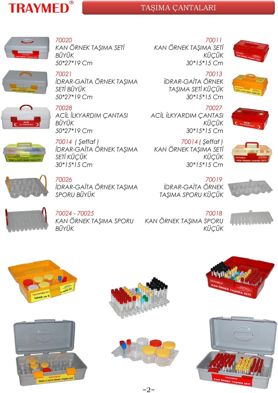 SETİ KÜÇÜK 30*15*15 Cm 70013 İDRAR-GAİTA ÖRNEK TAŞIMA SETİ KÜÇÜK 30*15*15 Cm 70027 ACİL İLKYARDIM ÇANTASI KÜÇÜK 30*15*15 Cm 70014 ( Şeffaf ) KAN