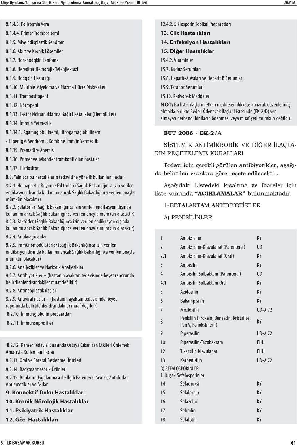 Nötropeni 8.1.13. Faktör Noksanlıklarına Bağlı Hastalıklar (Hemofililer) 8.1.14. İmmün Yetmezlik 8.1.14.1. Agamaglobulinemi, Hipogamaglobulinemi - Hiper IgM Sendromu, Kombine İmmün Yetmezlik 8.1.15.