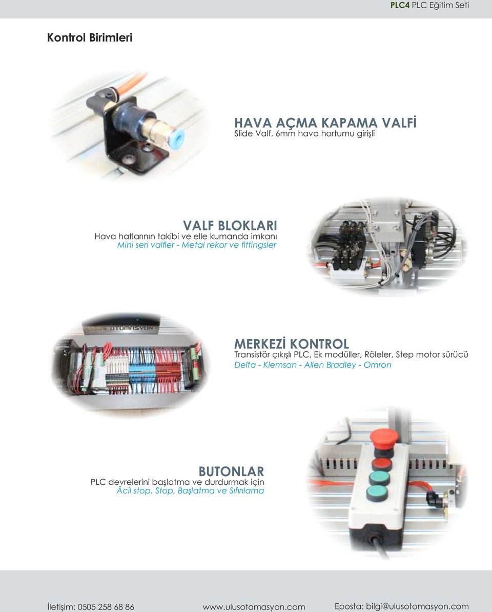 MERKEZİ KONTROL Transistör çıkışlı PLC, Ek modüller, Röleler, Step motor sürücü Delta - Klemsan - Allen