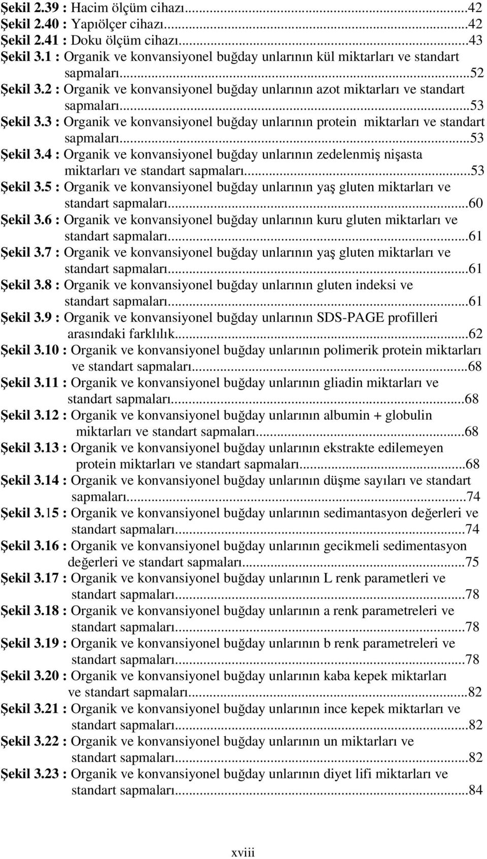 ..53 Şekil 3.4 : Organik ve konvansiyonel buğday unlarının zedelenmiş nişasta miktarları ve standart sapmaları...53 Şekil 3.5 : Organik ve konvansiyonel buğday unlarının yaş gluten miktarları ve standart sapmaları.