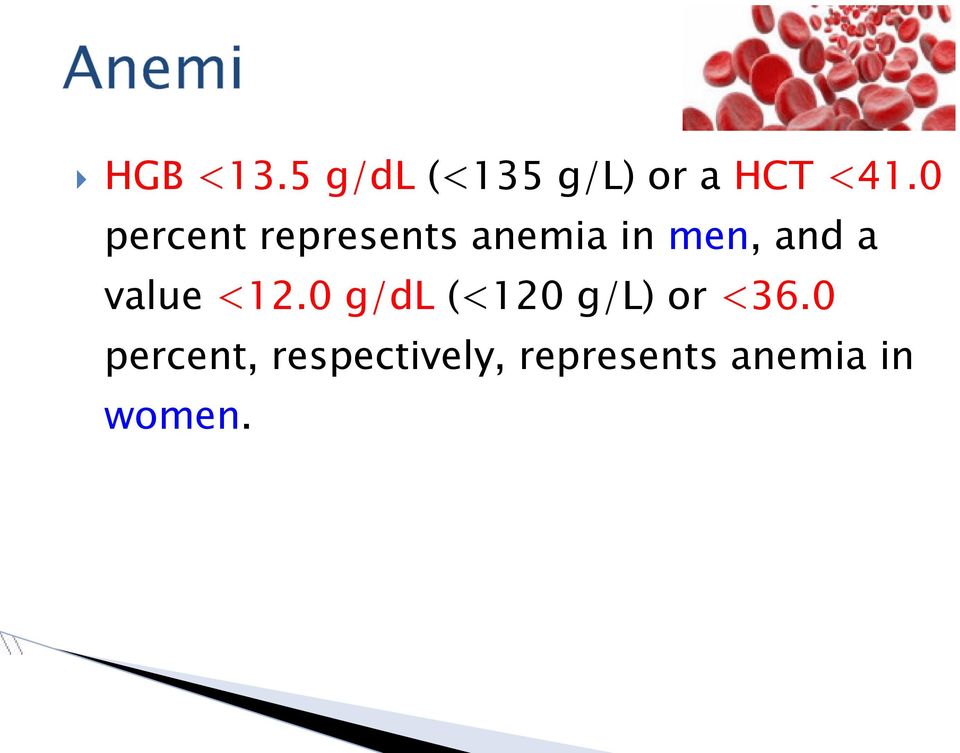 0 percent represents anemia in men, and a