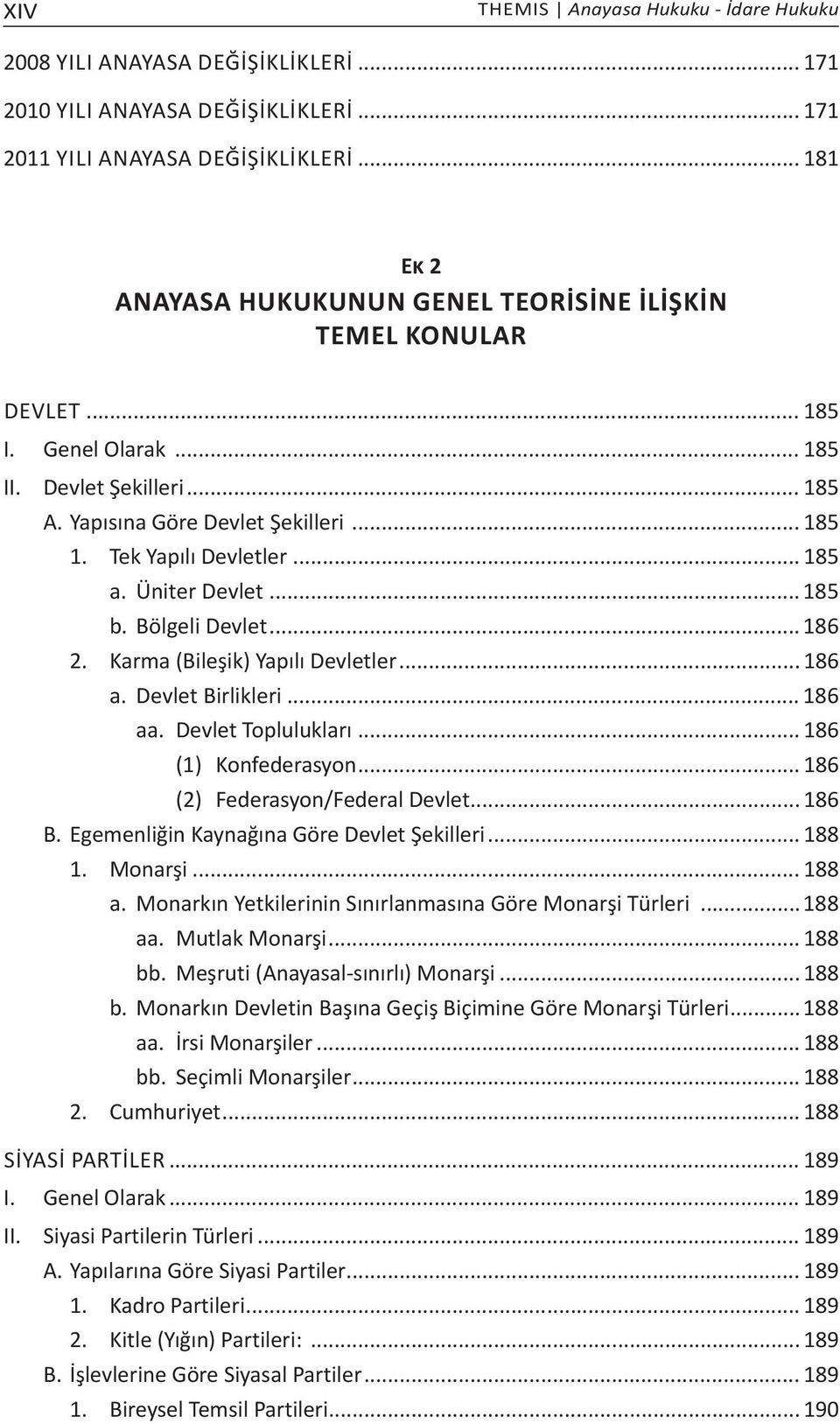 .. 185 a. Üniter Devlet... 185 b. Bölgeli Devlet... 186 2. Karma (Bileşik) Yapılı Devletler... 186 a. Devlet Birlikleri... 186 aa. Devlet Toplulukları... 186 (1) Konfederasyon.