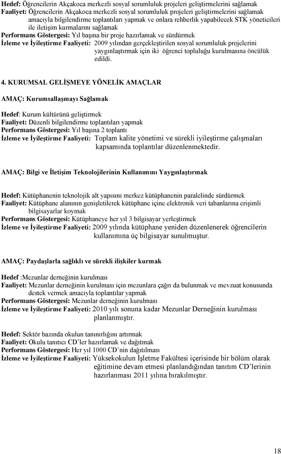 Faaliyeti: 009 yılından gerçekleştirilen sosyal sorumluluk projelerini yaygınlaştırmak için iki öğrenci topluluğu kurulmasına öncülük edildi. 4.