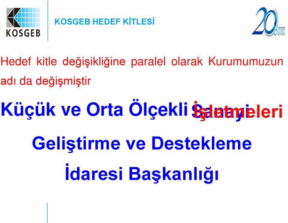 da değişmiştir Küçük ve Orta Ölçekli Sanayi