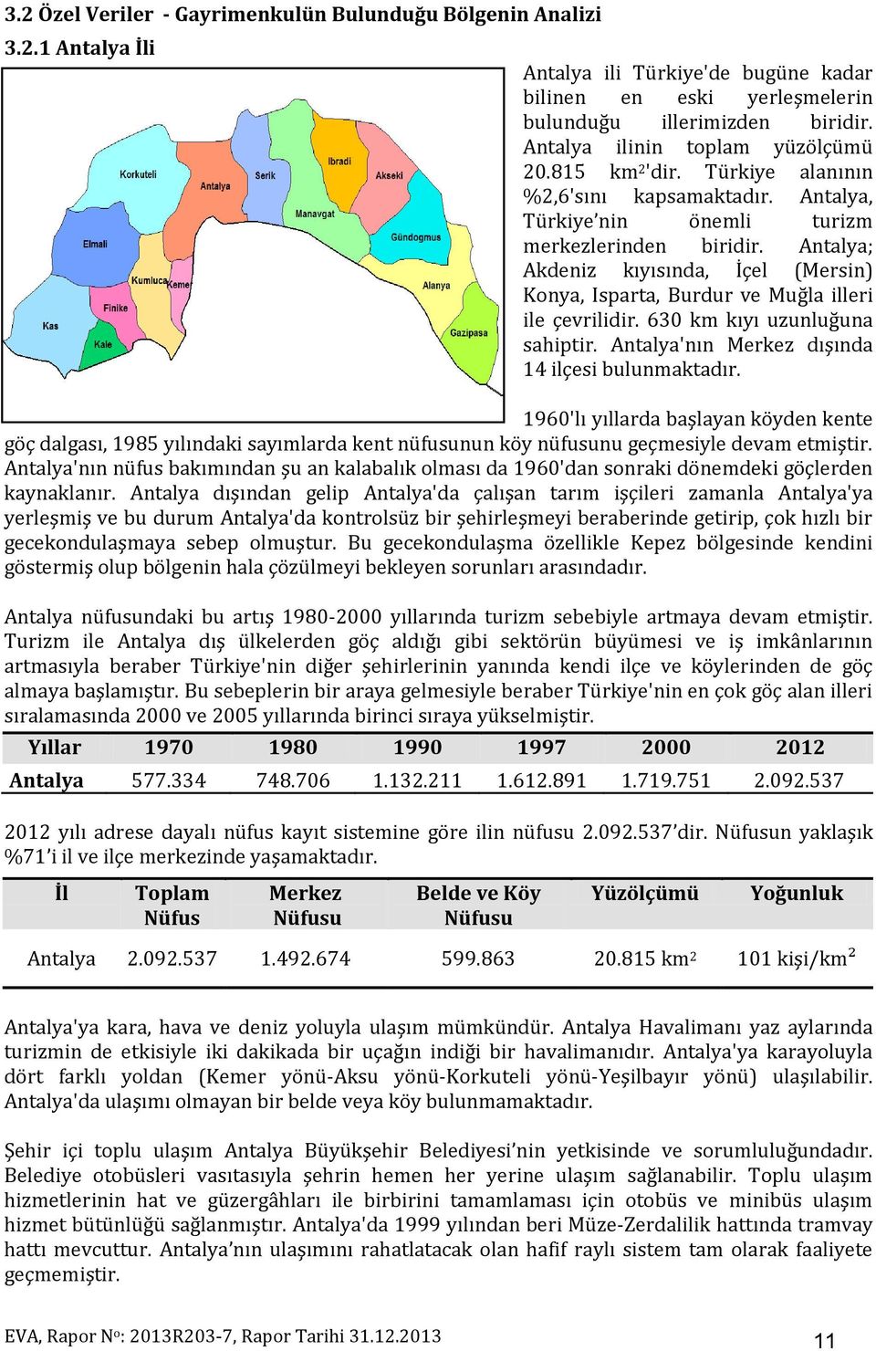 Antalya; Akdeniz kıyısında, İçel (Mersin) Konya, Isparta, Burdur ve Muğla illeri ile çevrilidir. 630 km kıyı uzunluğuna sahiptir. Antalya'nın Merkez dışında 14 ilçesi bulunmaktadır.